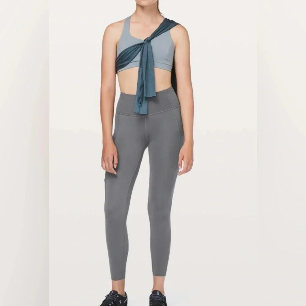 Lululemon Fast & Free 7/8 Tight II *Nulux 25" Dark Carbon yoga strtch leggings 4